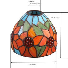 Load image into Gallery viewer, Tiffany hanging chandelier, chandelier made of stained glass, 8 inches wide, with 197 inches (5 meters) pluggable power cord and on/off dimmer switch.