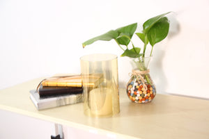 Light Golden Borosilicate Glass Wide 4.75", Light Brown Candle Holder, Glass Chimney for Candle Open Ended, Light Golden Glass Hurricane Candle Holders Diameter 4.75 inches