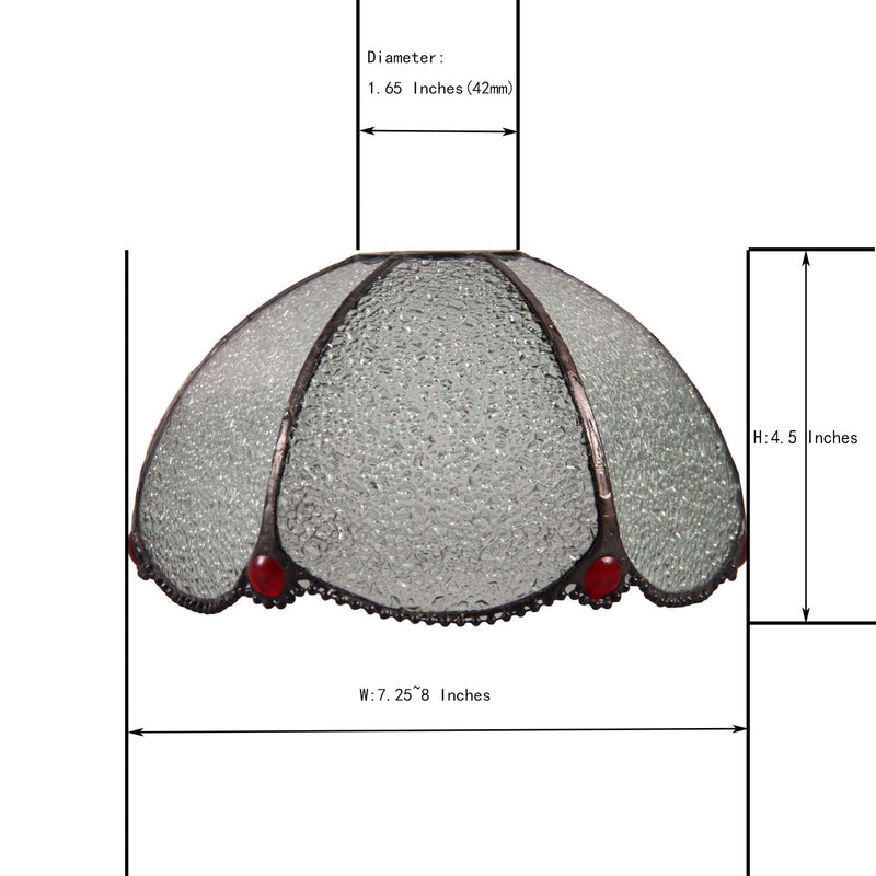 Tiffany glass hanging chandelier, 8 inches wide, with 197 inches (5 meters) plug-in cord and on/off dimmer switch.