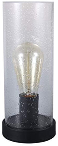 Vintage Desk Lamp Table Lamp Black Round Base Glass Cylinder Shade LED Edison Bulb for Living Room,Bedroom,Office (No Bulb) (Bubble )