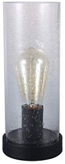 Vintage Desk Lamp Table Lamp Black Round Base Glass Cylinder Shade LED Edison Bulb for Living Room,Bedroom,Office (No Bulb) (Bubble )