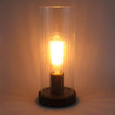 Vintage Desk Lamp Table Lamp Black Round Base Glass Cylinder Shade LED Edison Bulb for Living Room,Bedroom,Office(No Bulb) (Stripe)