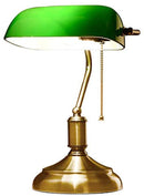 GLS Lighting Bankers Lamp Table lamp, Green Glass Shade Banker's Desk Lamp for Living Room Office Study Reading Metal Desk lamp