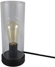 Load image into Gallery viewer, Vintage Desk Lamp Table Lamp Black Round Base Glass Cylinder Shade LED Edison Bulb for Living Room,Bedroom,Office(No Bulb) (Clear)