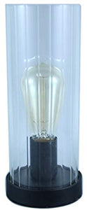 Vintage Desk Lamp Table Lamp Black Round Base Glass Cylinder Shade LED Edison Bulb for Living Room,Bedroom,Office(No Bulb) (Stripe)