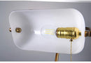 Retro Style Bankers Lamp,Desk Lamp Brass Base White Glass Shade Banker's Desk Lamp for Living Room Office(No Blub)