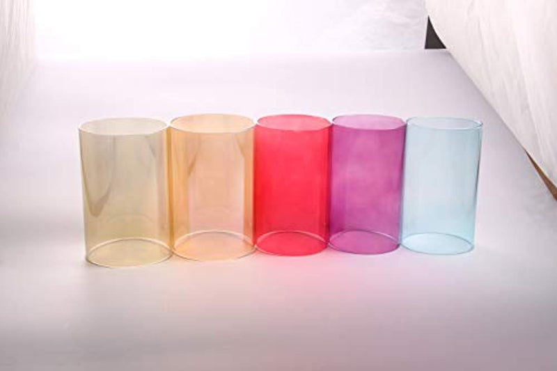 Light Golden Borosilicate Glass Wide 5", Light Brown Candle Holder, Glass Chimney for Candle Open Ended, Light Golden Glass Hurricane Candle Holders Diameter5 inches