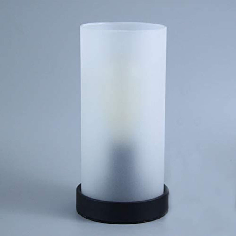 Vintage Desk Lamp Table Lamp Black Round Base Glass Cylinder Shade LED Edison Bulb for Living Room,Bedroom,Office(No Bulb) (Frosted)