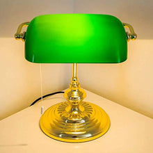 Load image into Gallery viewer, GLS Lighting Bankers Lamp Table lamp, Green Glass Shade Banker&#39;s Desk Lamp for Living Room Office Study Reading Metal Desk lamp