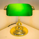 GLS Lighting Bankers Lamp Table lamp, Green Glass Shade Banker's Desk Lamp for Living Room Office Study Reading Metal Desk lamp