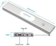 Load image into Gallery viewer, Under-Cabinet Lights, Closet Light  LED Light Slim Design, USB Rechargeable Cabinet Lights, Magnetic Under Counter Lighting, LED Motion Sensor Night Light for Closet Cabinet Wardrobe Stairs (1 Pack)