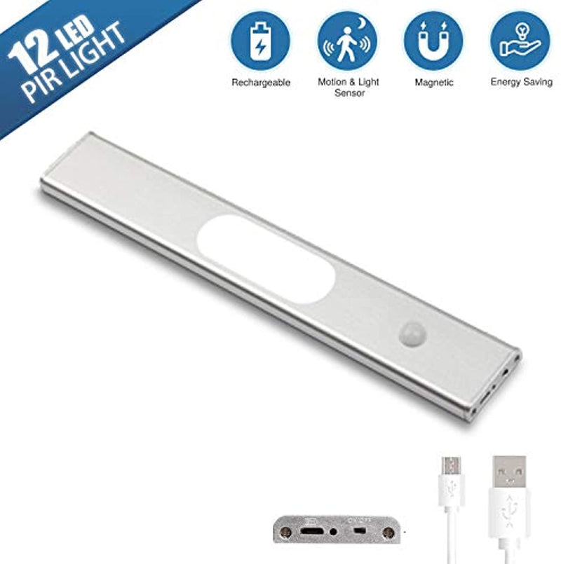 Under-Cabinet Lights, Closet Light  LED Light Slim Design, USB Rechargeable Cabinet Lights, Magnetic Under Counter Lighting, LED Motion Sensor Night Light for Closet Cabinet Wardrobe Stairs (1 Pack)