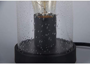 Vintage Desk Lamp Table Lamp Black Round Base Glass Cylinder Shade LED Edison Bulb for Living Room,Bedroom,Office (No Bulb) (Bubble )