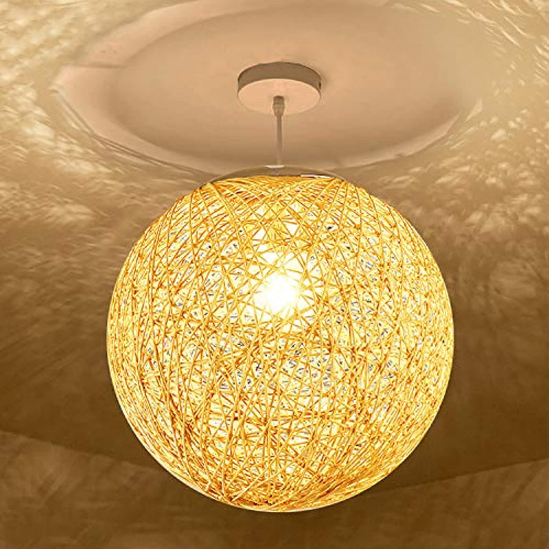 Lighting Fixture Replacement, Round Globe Shade, Hemp Globe Lamp Shade,Globe Lamp Shade Replacement (White)