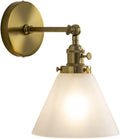 Vintage Industrial Wall Sconces 6.6''HandBlown Frosted Glass Cone Shade One Lamp holder Brass Nickel
