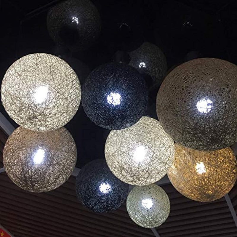 Lighting Fixture Replacement, Round Globe Shade, Hemp Globe Lamp Shade,Globe Lamp Shade Replacement (White)