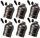 SUNWO LED, E26 Medium Base Socket, Black Iron Finished, Without Switch, for Edison Bulbs, 120V, 6-Pack
