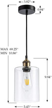 Load image into Gallery viewer, Glass Pendant Light Classic Shade Modern Lamp for Ceiling Cylinder Hanging Light for Kitchen Island Living Room