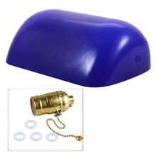 Load image into Gallery viewer, Glass banker lampshade replacement cover Glass banker lampshade green, blue, white, orange  (with components)
