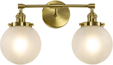 Load image into Gallery viewer, Vintage Industrial Wall Sconces 6.6&#39;&#39;HandBlown Glass ( Frosted Glass Globe Shade, Clear Globe Shade, Clear Cone Shade) Two Lamp holder Brass Nickel
