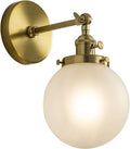 Vintage Industrial Wall Sconces 6.6''HandBlown Frosted Glass Cone Shade One Lamp holder Brass Nickel