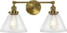 Load image into Gallery viewer, Vintage Industrial Wall Sconces 6.6&#39;&#39;HandBlown Glass ( Frosted Glass Globe Shade, Clear Globe Shade, Clear Cone Shade) Two Lamp holder Brass Nickel