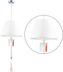 Baccarat Style Crystal Chandelier with Fabric Lamp Shade Antique Pendant Lighting, White Fabric Drum Shade 14 inches