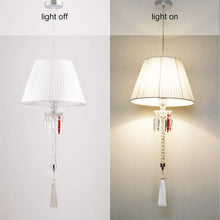 Load image into Gallery viewer, Baccarat Style Crystal Chandelier with Fabric Lamp Shade Antique Pendant Lighting, White Fabric Drum Shade 14 inches