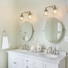 Load image into Gallery viewer, Vintage Industrial Wall Sconces 6.6&#39;&#39;HandBlown Glass ( Frosted Glass Globe Shade, Clear Globe Shade, Clear Cone Shade) Two Lamp holder Brass Nickel