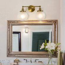 Load image into Gallery viewer, Vintage Industrial Wall Sconces 6.6&#39;&#39;HandBlown Glass ( Frosted Glass Globe Shade, Clear Globe Shade, Clear Cone Shade) Two Lamp holder Brass Nickel