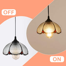 Load image into Gallery viewer, Tiffany glass hanging chandelier, 8 inches wide, with 197 inches (5 meters) plug-in cord and on/off dimmer switch.
