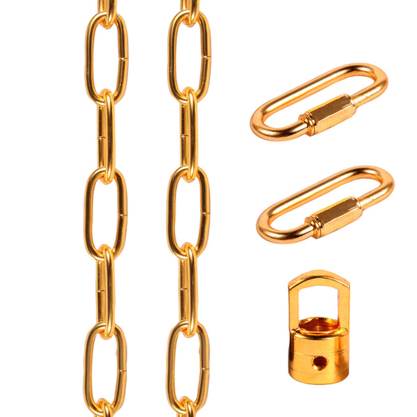 Pendant Light Fixture Chain Iron Chain for Chandeliers On High Ceilings Basket Hanging Chain for Decoration (Dark Gold)