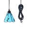 Tiffany cone blue chandelier, made of hand-cut glass, chandelier is 6.7 inches wide, with 197 inches (5 meters) plug-in cord and on/off dimmer switch.