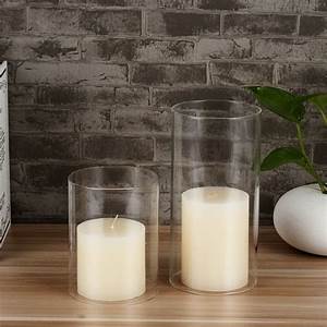 Borosilicate Glass, Clear Candle Holder, Glass Chimney for Candle Open Ended, Glass Hurricane Candle Holders Diameter 3.5 inches
